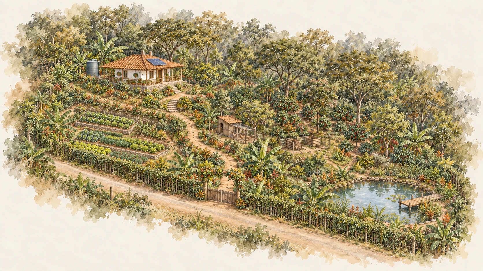 Modelo ilustrado de una parcela productiva.