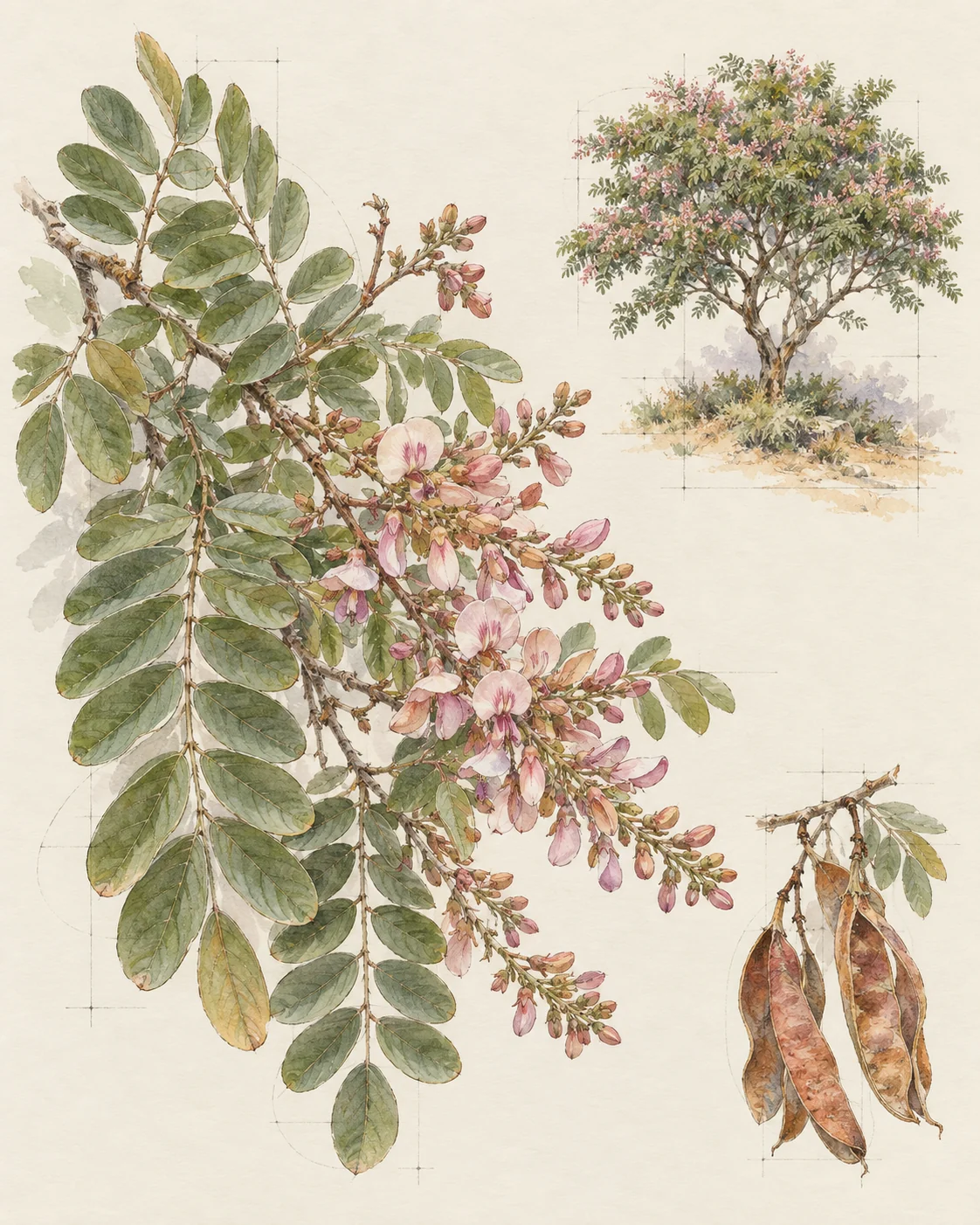 Matarratón con detalles de hojas y flores.