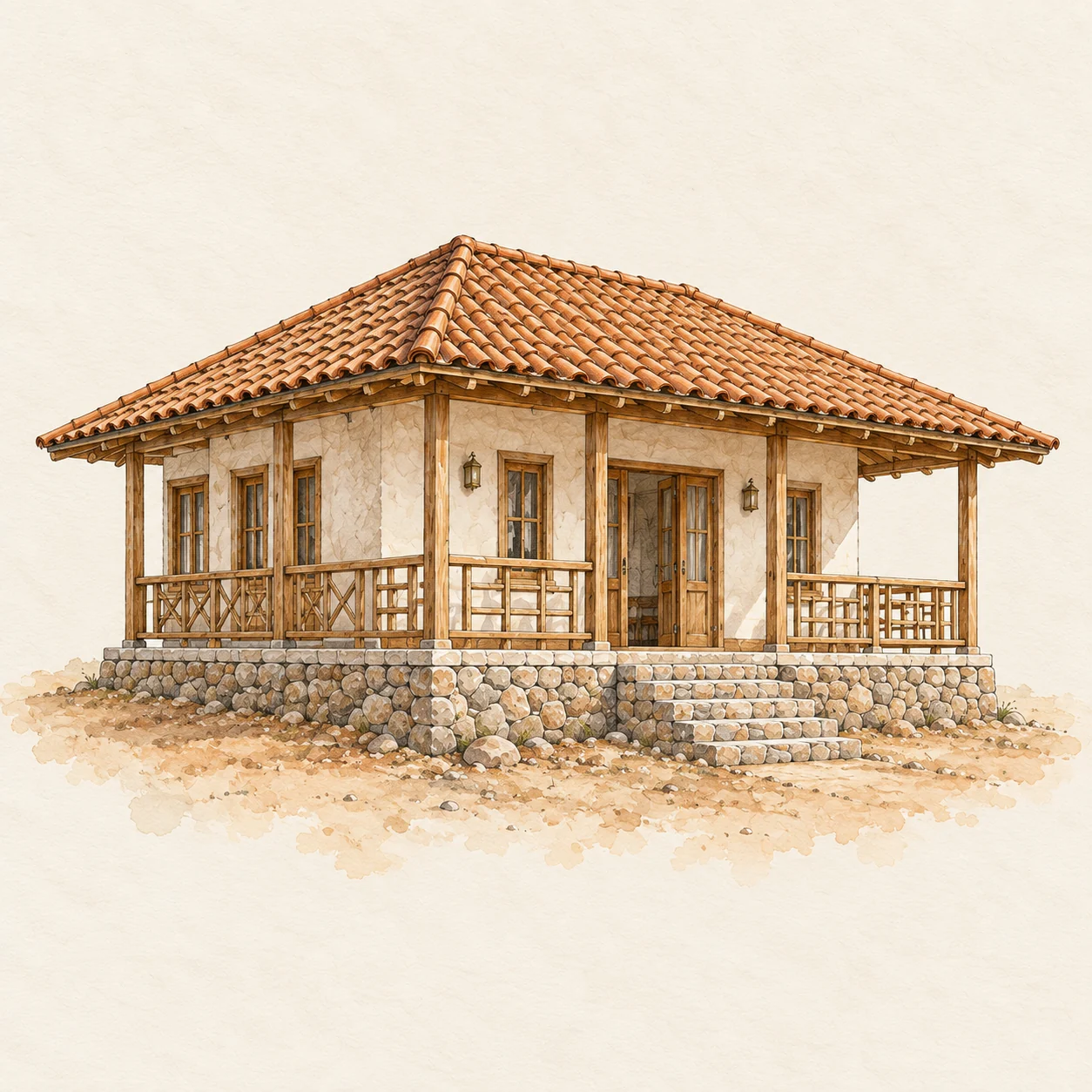 Ilustración conceptual: cubierta de una casa rural.